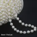 Off-white 8mm ABS imitation pearl bead chain roll for DIY wedding floral decoration - Round Artificial Pearl Chain / 8mm 17m/Roll / Beige