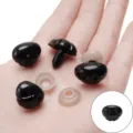 Set of black plastic safety noses for DIY plush toys and stuffed animals with washers - Dotted Threaded Nose / 14x19mm (10 Pairs/Pack) / Black