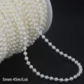 Cream white 5mm ABS imitation pearl bead chain 45m spool for DIY wedding floral bouquets - Round Artificial Pearl Chain / 5mm 45m/Roll / Beige