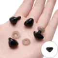 Set of black triangular plastic safety noses for plush toy DIY craft with washers - Triangular Threaded Accessory / 13x17mm (20 Pairs/Pack) / Black