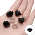 Set of black plastic safety eyes with secure backings for DIY plush toy doll making - Triangular Threaded Accessory / 15x20mm (20 Pairs/Pack) / Black
