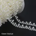 15mm cream white teardrop ABS imitation pearl chain, 15m roll for DIY wedding decoration - Teardrop / Width 15mm 15m Pack / Beige