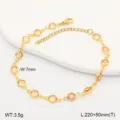 Detail of gold stainless steel anklet with pink round crystals and measurements - 21.5cm / Lotus Pink