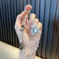 Elegant sparkling rhinestone heart bear beaded phone strap and luxury bag charm accessory - Header Card Packaging / White (With Phone Patch)