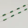 Detail of stainless steel chains with green bamboo beads for handmade jewelry making - Green