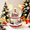 Splendido carillon con palla di neve natalizia con Babbo Natale e pupazzo di neve - 80# Luce + Musica / Pupazzo di Neve Natalizio (Stile 01)