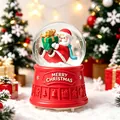 Palla di neve musicale con Babbo Natale luci a LED e base rossa festiva decorata - 80# Luce + Musica / 21 Babbo Natale