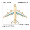 Fashionable golden airplane brooch with white and blue enamel, 5.0cm wingspan size - KC Gold Blue Airplane Style (BR-1225-BL)