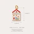 Colorful house pendant charm in copper with detailed dimensions and weight info. - 3 Red Roof