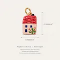Pendentif maison coloré en émail et cuivre pour la création de bijoux DIY mignons - 7 Toit Rouge à Carreaux