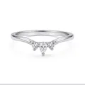 Eleganter S925 Sterlingsilber V-Ring mit drei funkelnden Birnen- und Rundsteinen - Größe 7 / V-förmiger Birnenschliff-Stil (FDJZ-529) / Weißgold