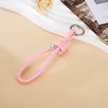 Minimalistisches Schlüsselband aus rosa Leder mit silberner runder Ringschnalle - Charm-Anhänger / Römischer Knoten Silberperlen-Anhänger (K6013) / Rosa