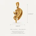 Golden angel wing pendant in stainless steel, detailed 3D design for jewelry making - Angel Girl Pendant