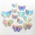 12pcs 3D hollow butterfly wall stickers with vibrant holographic iridescent finish - Style I / 12 Pcs/Set / Metallic Silver