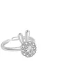 Elegante roterende zilveren open ring met fonkelende zirkonia's en schattige konijnenoren - Konijnenoren (Rotatie-Zilveren Konijn)
