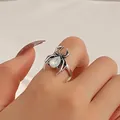 Gothic vintage silver spider open ring with waterdrop moonstone for Halloween style - Artificial Opal Color Zirconia Style (X568)