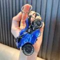 Blue motorcycle keychain with blue flame pattern and GTR lettering for boys - Blue