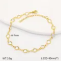 Detailed close-up of gold stainless steel anklet featuring clear round glass charms - 21.5cm / Clear White