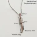 Misure dettagliate di una collana con ciondolo a zanna in acciaio inossidabile. - Ciondolo Solo (Senza Catena) / 31x6x4mm
