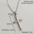 Mappa dettagliata delle dimensioni per collana croce in acciaio inox, altezza 33mm - un solo ciondolo, senza catena