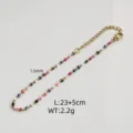 Detailed view of bohemian stainless steel anklet with colorful enamel beads and extender - Steel / Multicolor