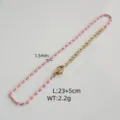 Close-up of pink enamel anklet with 1.5mm width and adjustable length details - Pink