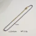 Detail of bohemian stainless steel anklet with blue enamel beads and 1.5mm size. - Blue