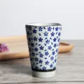 Japanese style ceramic tea cup with blue cherry blossom pattern, elegant tableware - 201-300ml / Cherry Blossom