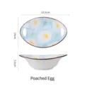 Cute ceramic salad bowl with poached egg pattern and double handles, 22.5cm wide - Crescent Bowl / Fried Egg