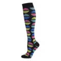 Chaussettes de compression noires de haute qualité avec motifs d'œufs colorés - Œuf de Pâques
