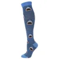 Calcetines de compresión azules sobre la rodilla con estampado de tiburón y rayas - Tiburón