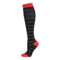 Chaussettes de compression adulte motif battement de cœur noir et rouge - Black background red ECG