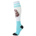 Weiße und blaue Kompressions-Kniestrümpfe für Sport mit einem Löwenkopf-Motiv - S/M / Löwenkopf-Muster