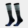 Detailed macro shot of blue and black gradient striped compression socks for sports - S/M / Light Blue And Royal Blue