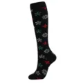 Chaussettes de compression hautes noires de qualité avec motifs de flocons de neige colorés - Style Flocon de Neige de Noël
