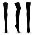 Chaussettes hautes en coton tricoté noir uni de style japonais rétro pour femmes élégantes. - Taille unique / Noir