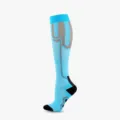 Blue and grey compression sports socks for running and cycling, knee-high elastic design - S/M / Blue Gray