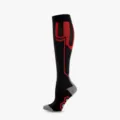 High-performance black compression sock with red and grey geometric sports pattern - S/M / Black Red
