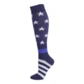 Blaue Sport-Kompressionsstrümpfe mit weißen Sternen und Streifen für aktive Erwachsene - S/M / Blaues Pentagramm Stern