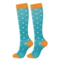 Chaussettes de compression montantes à pois bleu sarcelle et orange pour le sport et le ski - L/XL / Pois Cyan (33002)