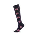 High-performance navy blue compression socks featuring a pink heart envelope pattern - Cross Pattern Heart
