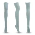 Chaussettes hautes en tricot de coton de couleur unie pour femmes en bleu clair - Taille unique / Bleu clair