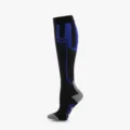 Black compression athletic knee-high socks with blue and grey patterns - S/M / Black Dark Grey