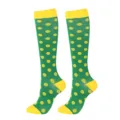 Professionele groen-gele compressiekousen met stippen voor hardlopen en sportief fietsen - S/M / Groene Polka Dot