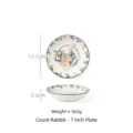 Japanese style ceramic plate with cute Earl Rabbit illustration, 7-inch SKU variant - 7 Inch Plate / Earl Rabbit
