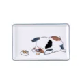 Plat à sushi rectangulaire en céramique avec une jolie illustration de chien mignon - 17.5*8.5cm / Style Carlin