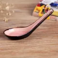 Japanese style ceramic soup spoon with pink ice crackle glaze and dark exterior - Spoon / 2-Piece Set / Pink
