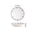 Assiette creuse en céramique style japonais 7 pouces avec décor de rayures radiales bleues - Assiette de 7 Pouces