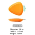 Carrot-shaped ceramic serving plate for snacks, orange and green glazed finish - Carrot Plate (9 Inch) / L