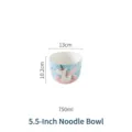 Cute blue ceramic unicorn ramen bowl 5.5 inch with 750ml capacity and dimensions - Noodle Bowl With Chopsticks / Blue Unicorn